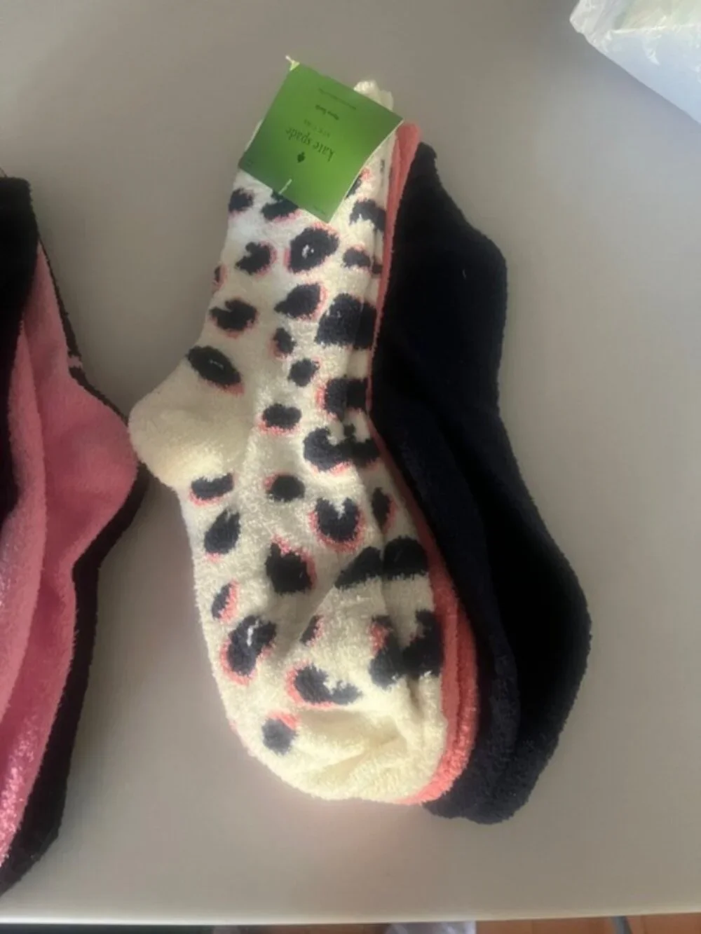 NWT kate spade Plush Cozy Sock Pair in Pink & Black